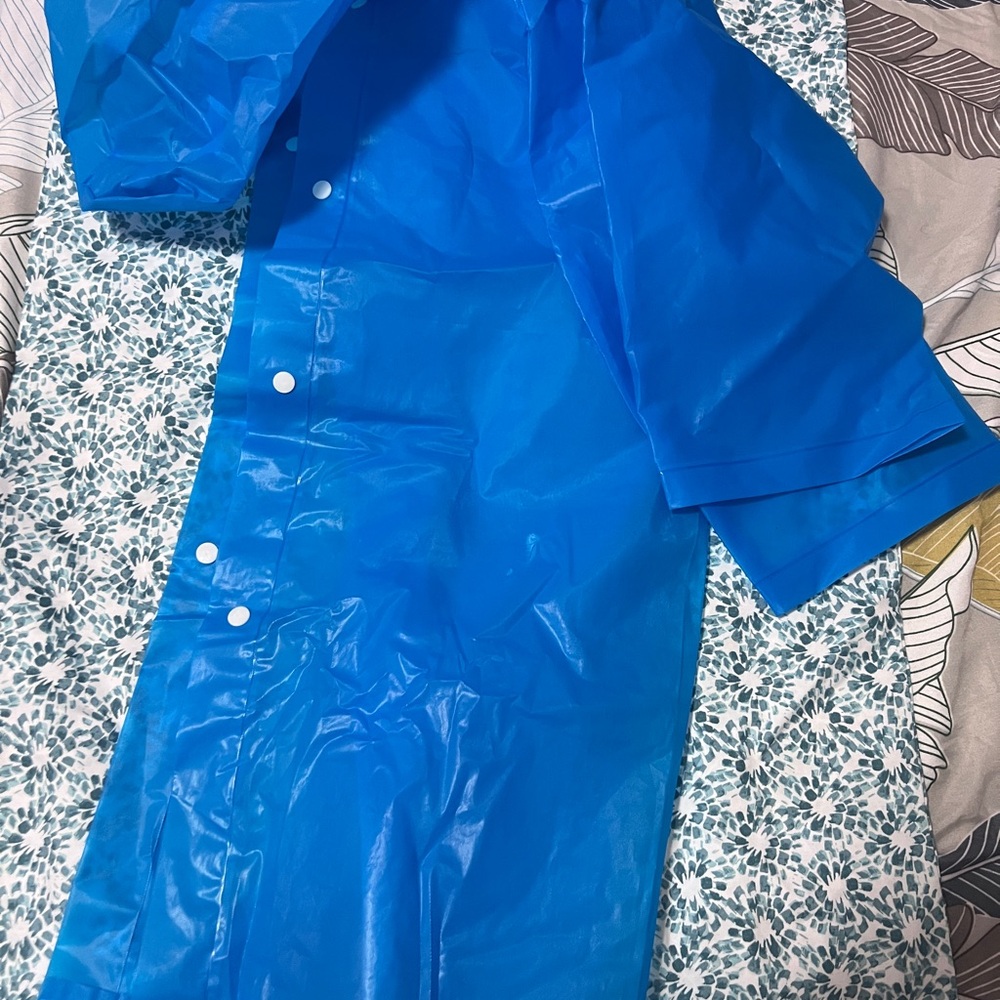 Bright Blue Snap-Front Raincoat